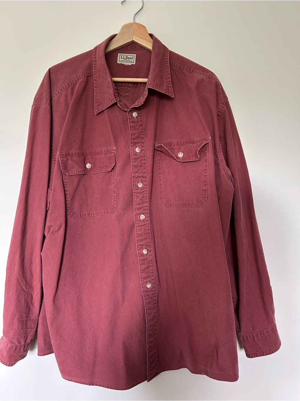 L.L. Bean Men's Button-Down Workshirt in Wine